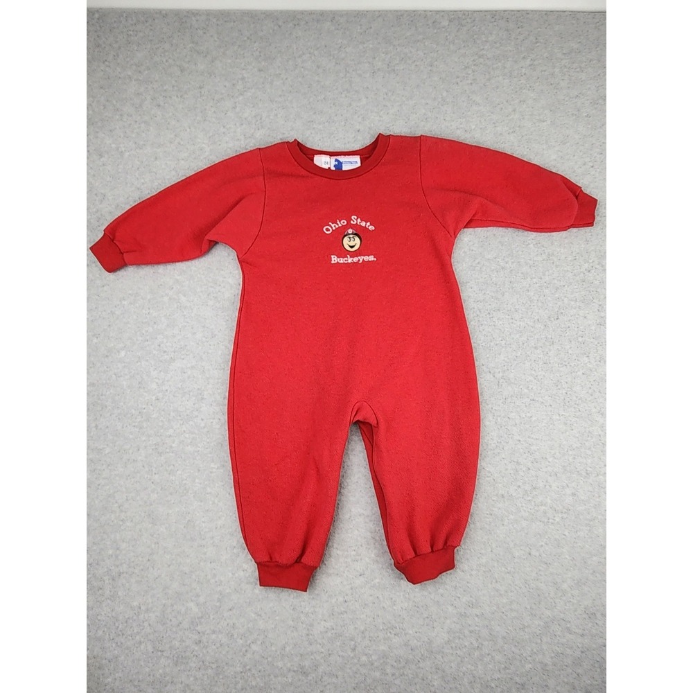 Vintage Ohio State Buckeyes One Piece Toddler Zip Suit Romper Football 24 Months